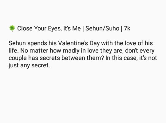 exolimelight's tweet photo. 🍀 Close Your Eyes, It's Me | Sehun/Suho | 7k

https://t.co/4YGxVoVv0A https://t.co/COJkCHEp7X