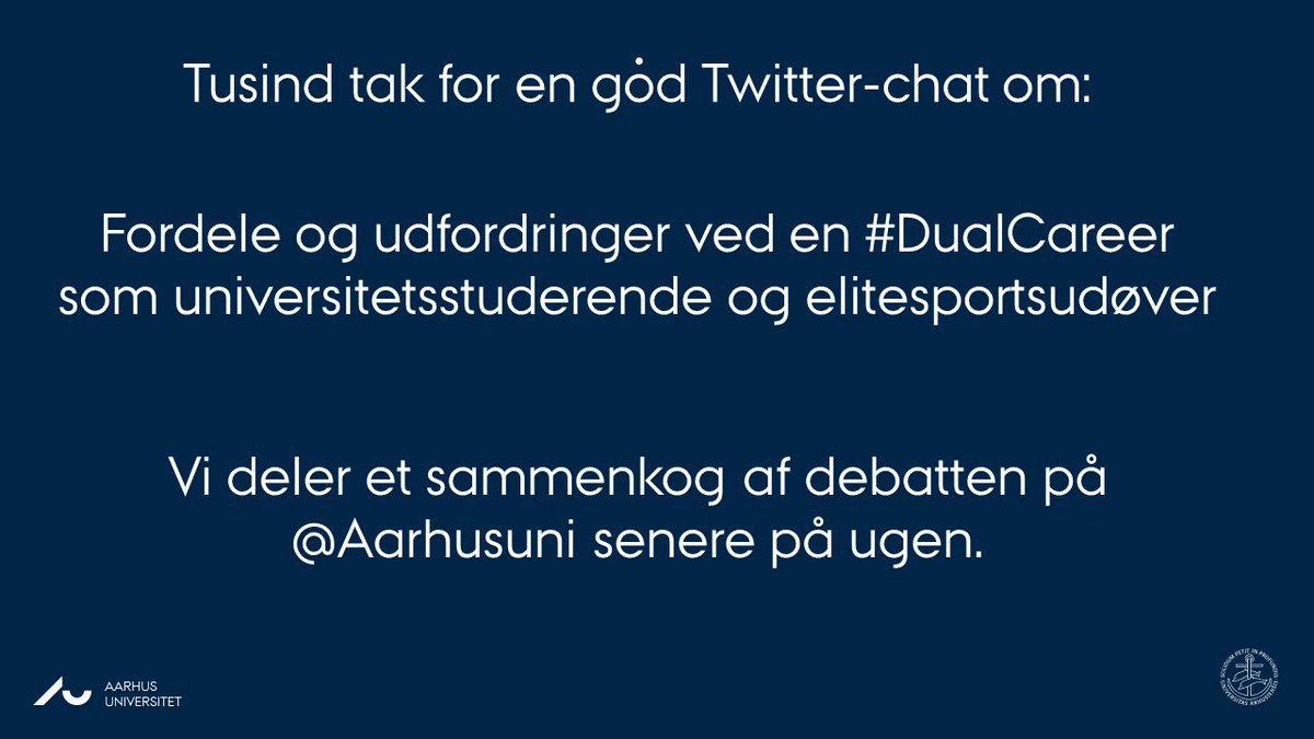 AarhusUni's tweet photo. Tusind tak til vores dygtige Twitter-chat-panel for en god debat om #dualcareer. Vi deler et sammenkog her på Twitter i løbet af ugen. https://t.co/C61qnsFbMI