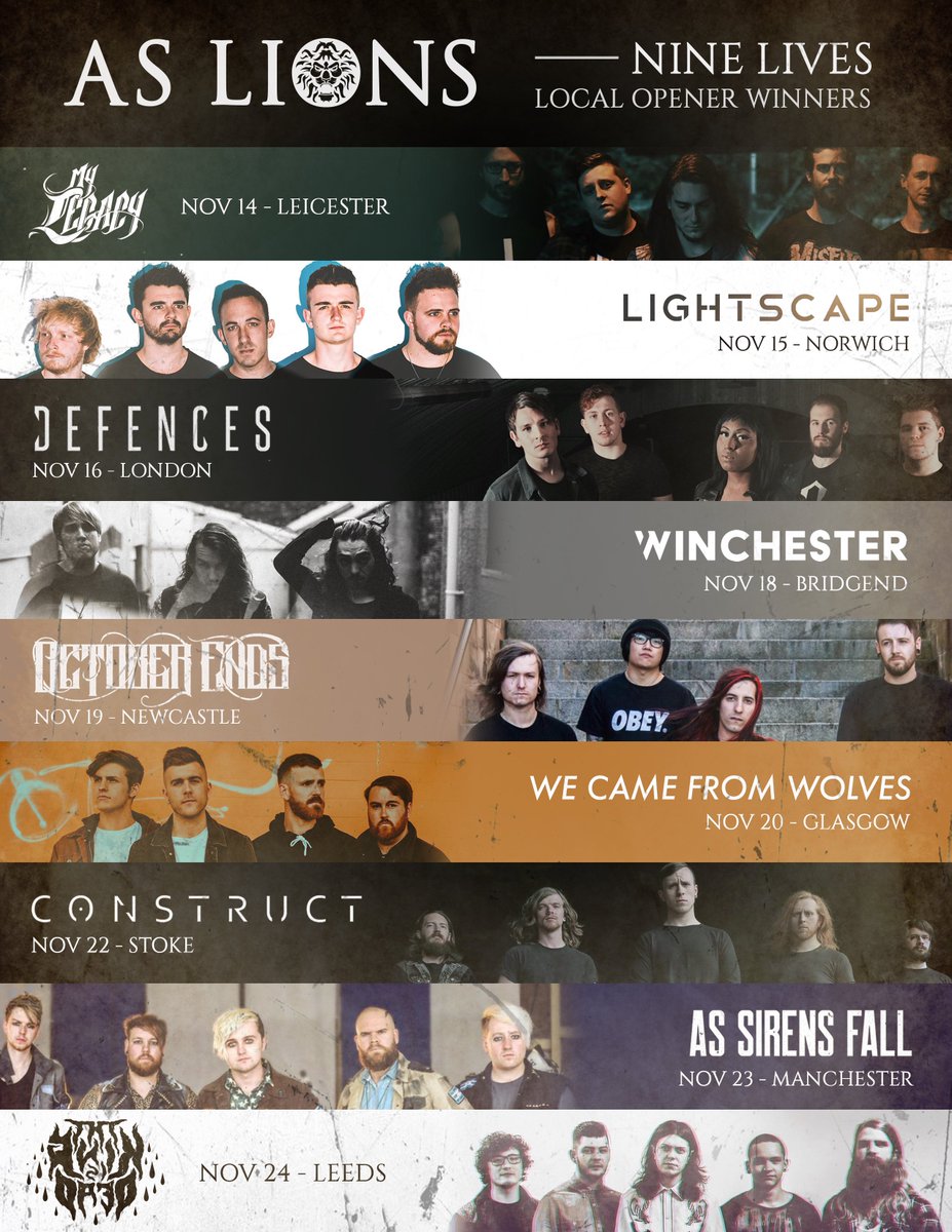 Thank you for your submissions. Below are the winners of the opener competition for our UK headline tour! Tickets at aslionsband.com/live