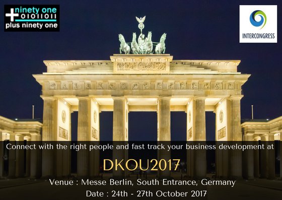 plus91's tweet photo. Mark your calendars for the #DKOU2017 taking place at Messe #Berlin, South Entrance from 24 - 27 Oct 2017. @DKOU_Berlin @Intercongress https://t.co/UYTs2EDPNT