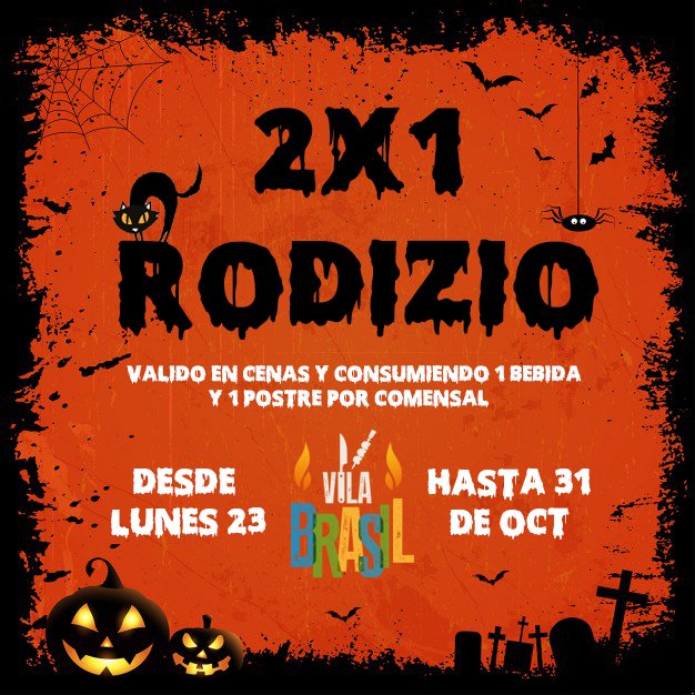 Nuestra promo para #Halloween 
Reserva llamando al : 
91 510 1020
#VilaBrasil #Madrid 🎃