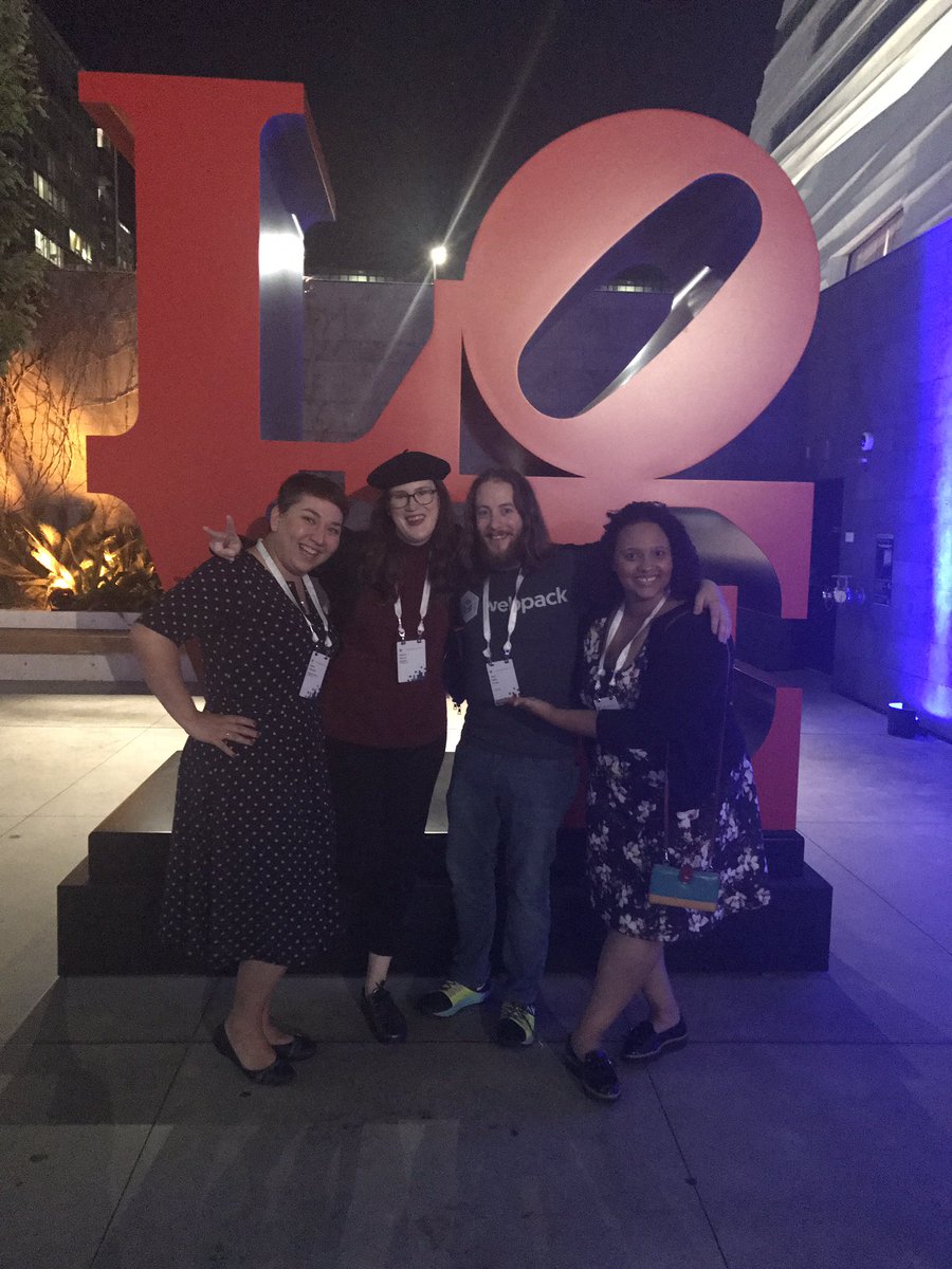 nomadtechie's tweet photo. Such a treat to kickoff #ChromeDevSummit tonight @SFMOMA with @WomenTechmakers and look who we found: @TheLarkInn #love #webpack #jesus https://t.co/WJ2XNBZhta