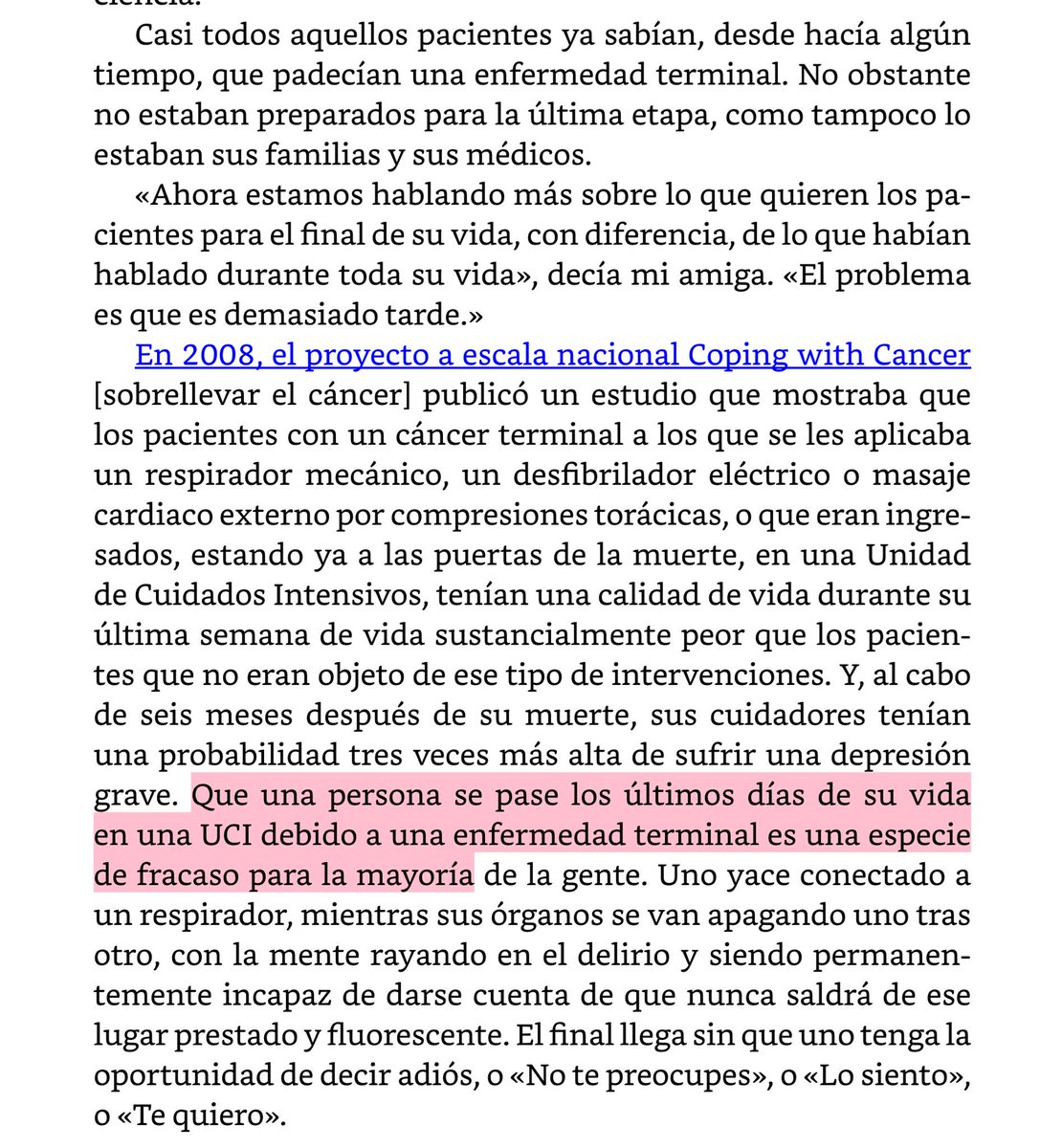 ReCorrerVitoria's tweet photo. Que una persona se pase los últimos días de su vida en una UCI debido a una enfermedad terminal es una especie de fracaso para la mayoría https://t.co/hEgeDYobiv