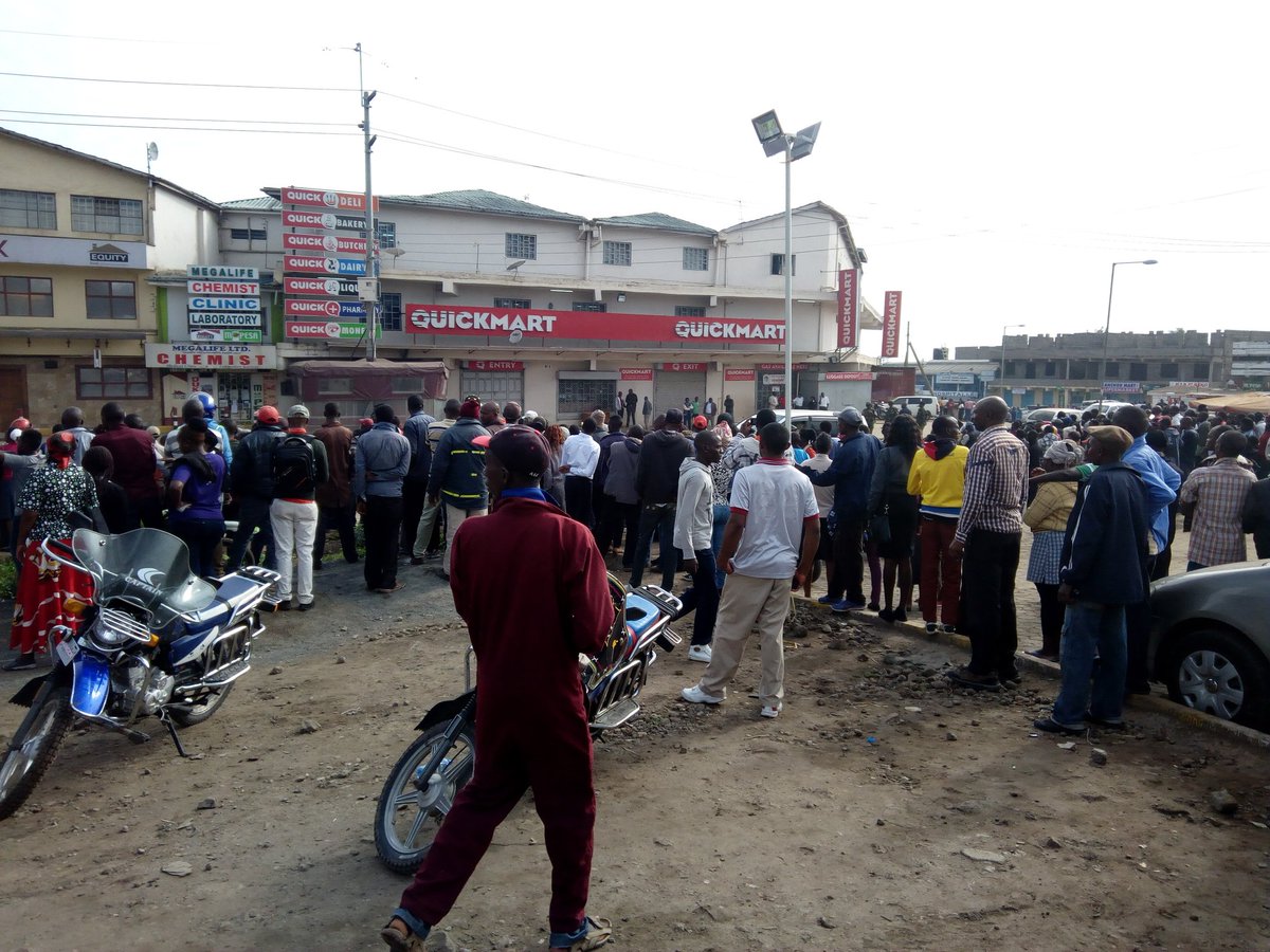 sammy_gitonga's tweet photo. Operation ongoing at Ruai. There are thugs believed to be inside #QuickMatt supermarket. Gunshots are allover inside the store. https://t.co/aSBbcwTOzm