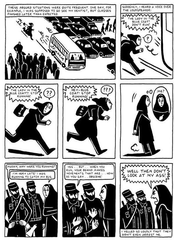 'Persepolis' graphic autobiography by Marjane Satrapi on her childhood-early adult in Iran during/after the Islamic revolution #womensart