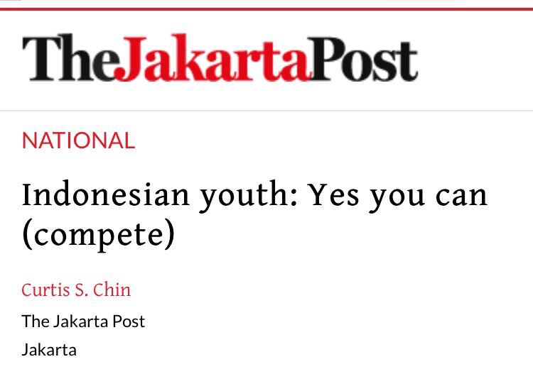 CurtisSChin's tweet photo. @rahmatsyahptra Glad you could join #CIFP2017: From the archives but still true: Indonesian youth: yes you can! https://t.co/h1q6koPeWe https://t.co/nMe884VGgu