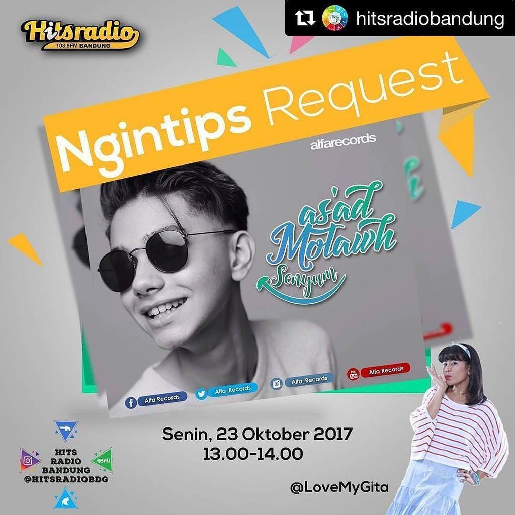 beegoodmusic's tweet photo. #Repost @hitsradiobandung (@get_repost)
・・・
Soob bentar lagi di #ngintipsrequest @lovemygita bakalan siaran diteme… https://t.co/91Wf9WMGia https://t.co/tD5rzWvb1o
