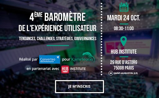 RDV demain pour découvrir toutes les tendances de l’#UX avec <a href="/kameleoonrocks/">Kameleoon</a>  ! Réservez votre place par ici 👉 hubs.ly/H08XLG90