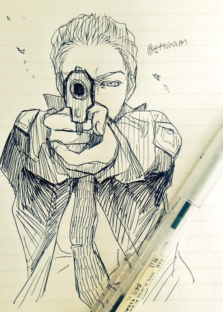 marotteto's tweet photo. @Calling_TL
シリアス絵リハビリに銃を構えるハワード(しかし最終的には威嚇のみで動けなくなる急所を殴るか蹴り飛ばして捕まえる)
#Calling_illust
#Calling_NH https://t.co/dla43bd4nO