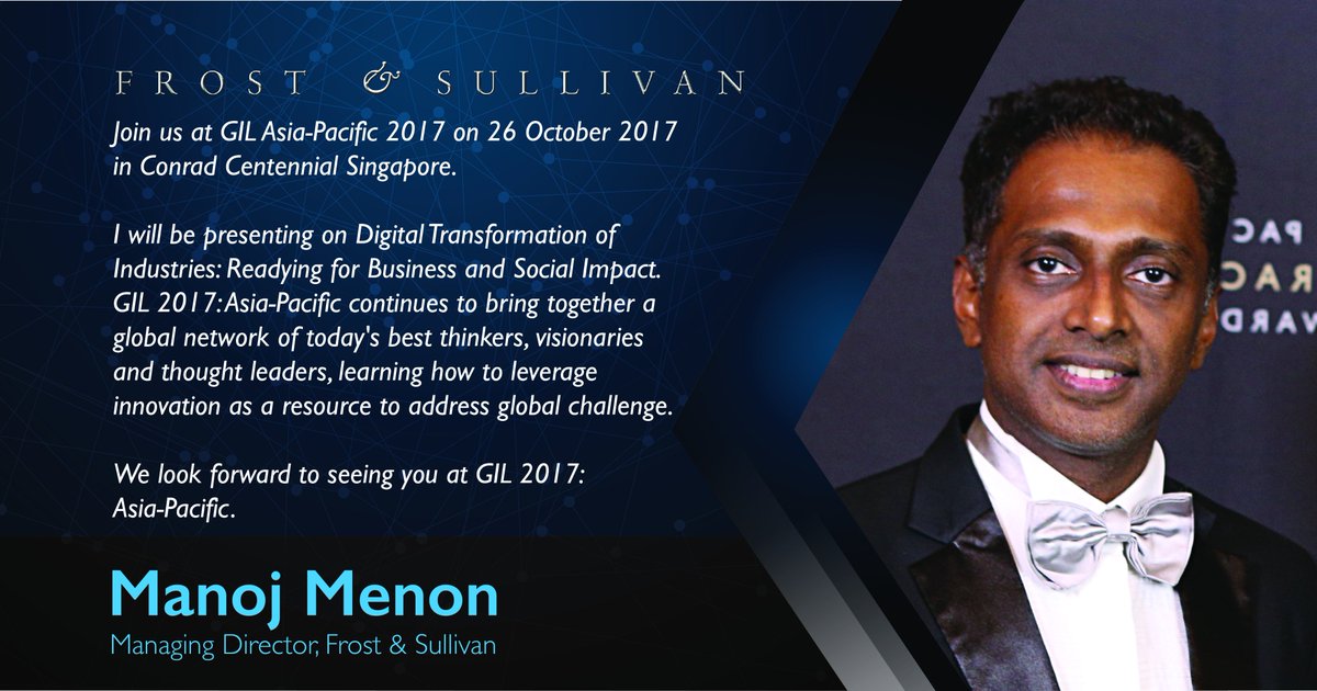 FrostSullivanAP's tweet photo. Hear from @menon_manoj at #GILAPAC on the impact of #DigitalTransformation on industries. Register: https://t.co/qaJJyGUpRW https://t.co/8ORxknmXjM