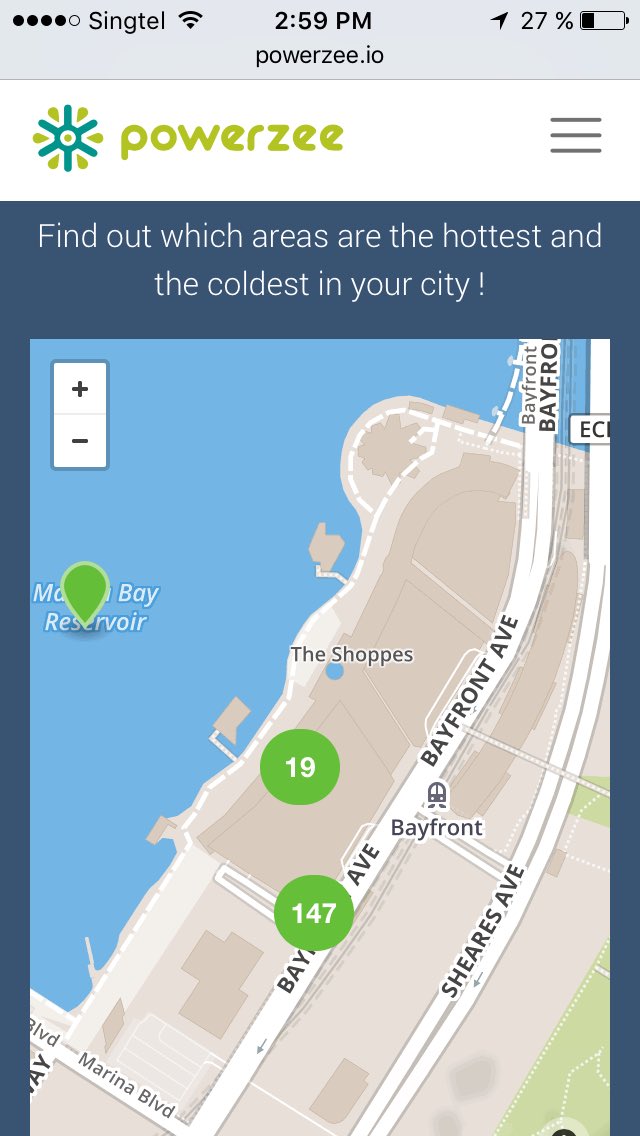 JulieDallard's tweet photo. Check out the #PowerZee website https://t.co/H0qdU7qM5R and the #PowerZee interactive Hot-Cold map of Singapore! #SIEW2017 #ENGIE https://t.co/ibi2rkXBkl