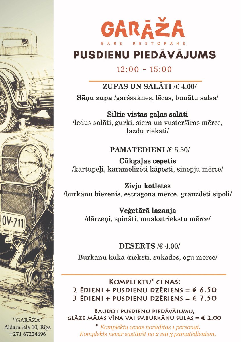 Sveiciens pirmdienā! No 12:00 tiekamies pusdienās! :)