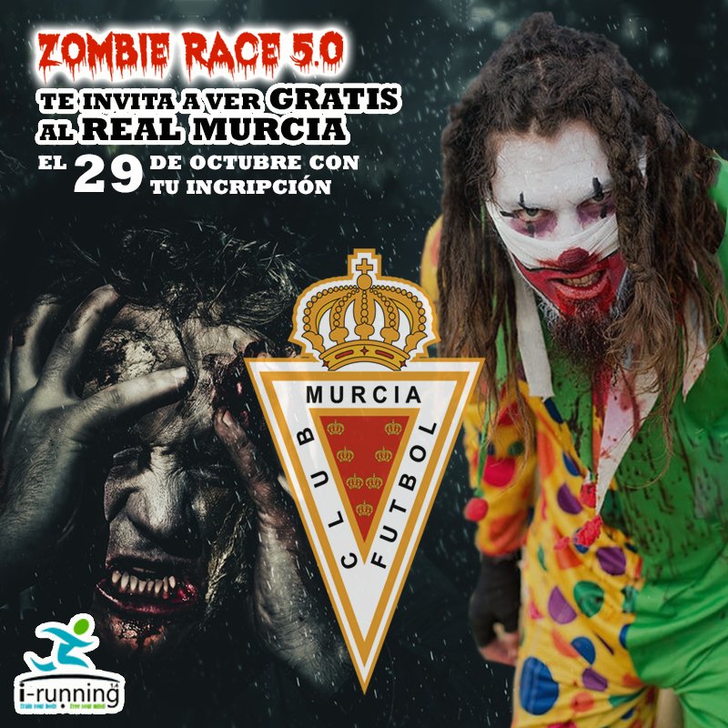 Irunning_es's tweet photo. La 4ª #ZombieRaceMurcia trae regalo. ¡Entrada para ver el próximo partido del @realmurciacfsad! 👉 https://t.co/fkL0WQF4Uc @MurciaPromos https://t.co/x1yJvseFAw
