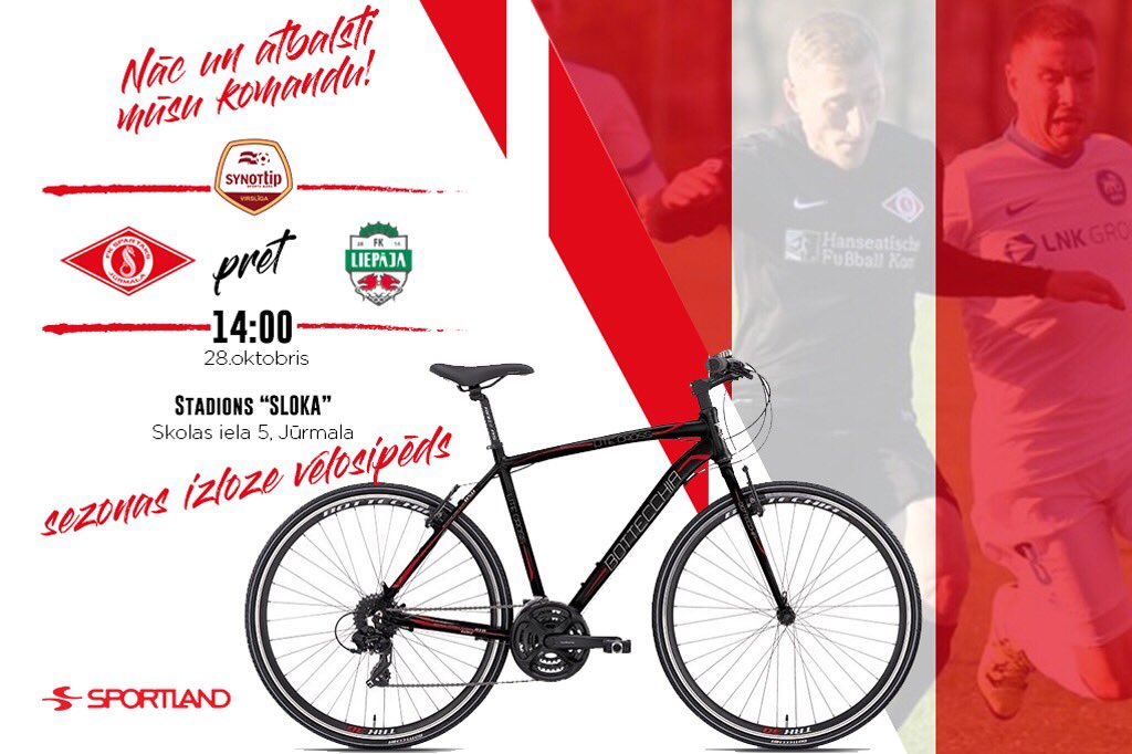 Ierodies pēdējā mājas spēlē pret FK Liepāja/Mogo, paņem līdzi savu saglabāto biļeti un vinnē velosipēdu no mūsu draugiem <a href="/SportlandLV/">Sportland</a> !