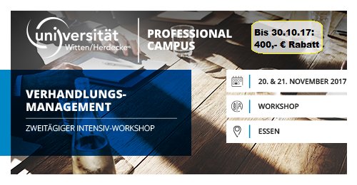 "Nach der Verhandlung ist vor der Verhandlung!" Zum Workshop anmelden und 400€ Rabatt sichern! goo.gl/Gk91TX #UniWH #WittenWirkt