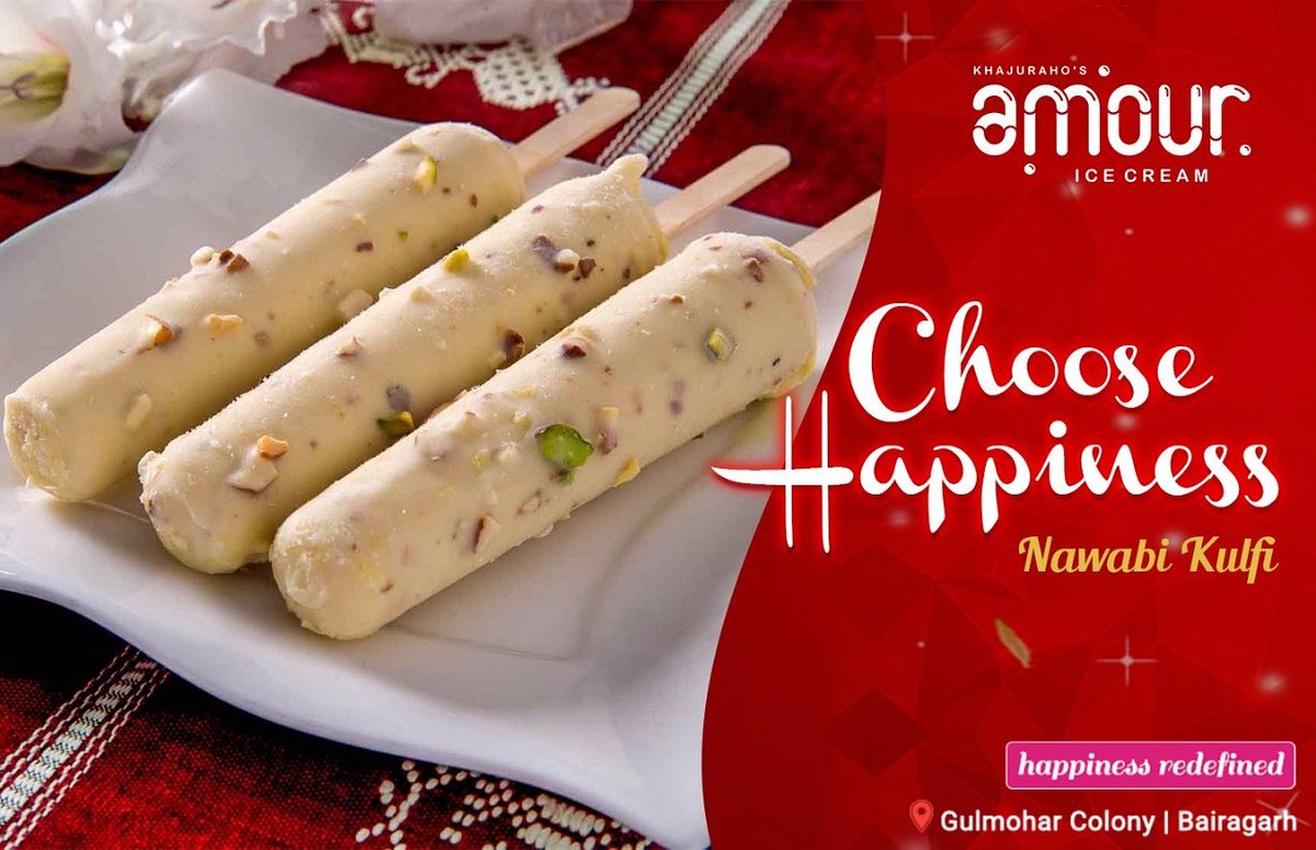 AmourIcecream's tweet photo. Today choose happiness for your soul . Get a taste of the delectable #Icecreams at #Amour in #Bhopal. #Nawabikulfi #yum #delicuous #foodporn https://t.co/EzuGoNU8RM