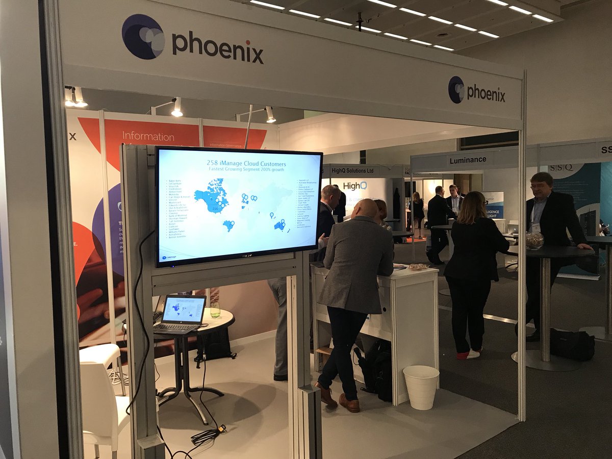 StephenmMurphy's tweet photo. @imanageinc &amp; @phoenixbs are sharing a stand @LegalTech_Expo in Frankfurt. Many iManage clients are here and hopefully some new ones too! https://t.co/26tOaKznR1