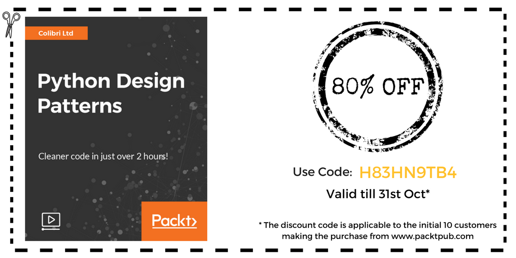 alien_mafia07's tweet image. Cleaner code in just over 2 hours! Don&apos;t miss this amazing course by @PacktPub 10 lucky coders can use the code for an 80% discount!
#Python