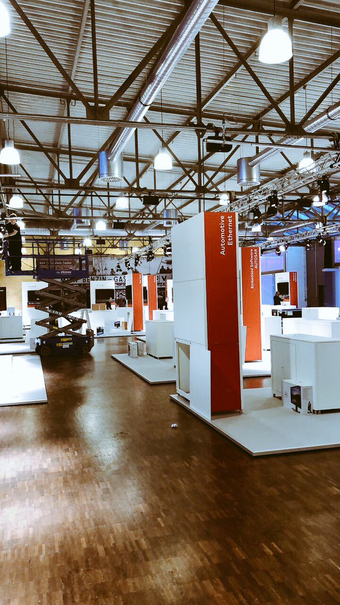 vectorgrp's tweet image. “It’s been a hard day’s night...” 🎶 – Construction almost done, looking forward to tomorrow! #VTT17 #automotive #technologydays