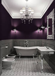 Elegant purple <a href="/UkMagnolia/">Magnolia Design UK</a> #bathroom #bathroomdesign #interiordesign #elegantbath #purple #designthinking #London #designer #newhome #trend