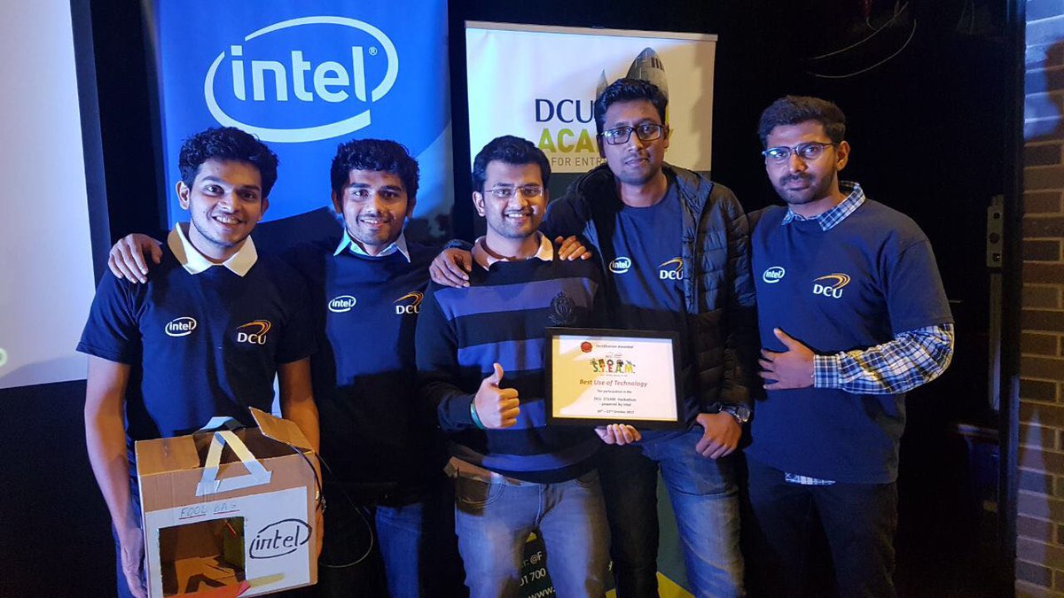 HungersHope's tweet photo. @bpgrehan @RyanAcademy @Intel_IRL @dcustudentlife @DublinCityUni @UStartDCU @UNESCO @DStartUpSummit @FoodCloud Won 'Best use of Tech' award by @Intel_IRL  #STEAMhack catering local as well as global issue of hunger &amp; food wastage. Thanks for support! https://t.co/MYVw9Qc6ig