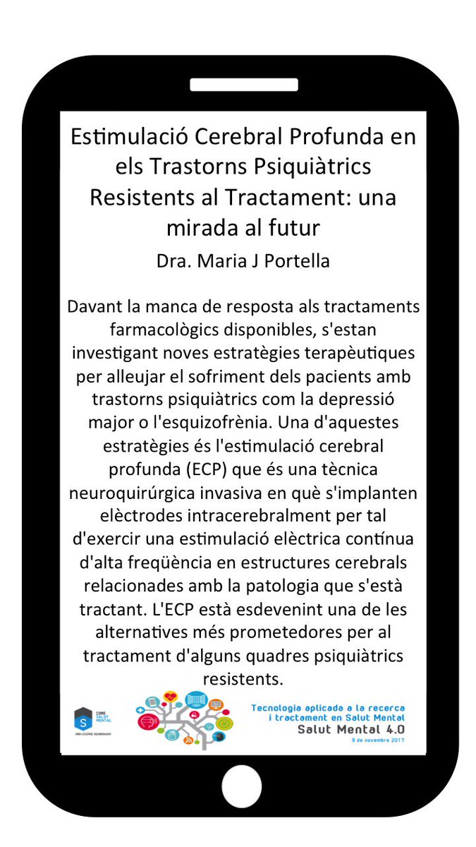 CORESalutMental's tweet photo. La #MariaPortella i l'aplicació de l'#estimulaciócerebralprofunda en trastorns resistents el 9-Nov al #4CORESeminar https://t.co/aUNpxQt5xl https://t.co/jSgUTHbOGk