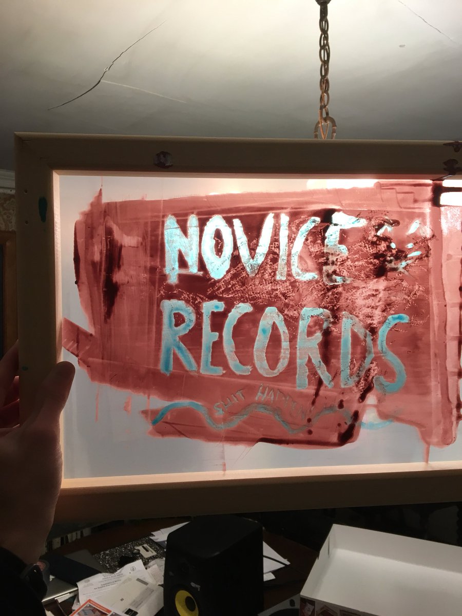 novicerecords's tweet photo. @iamlrkr taking a stab at screen printing... Maybe he should stick with  making music... https://t.co/t58ybdQZQo