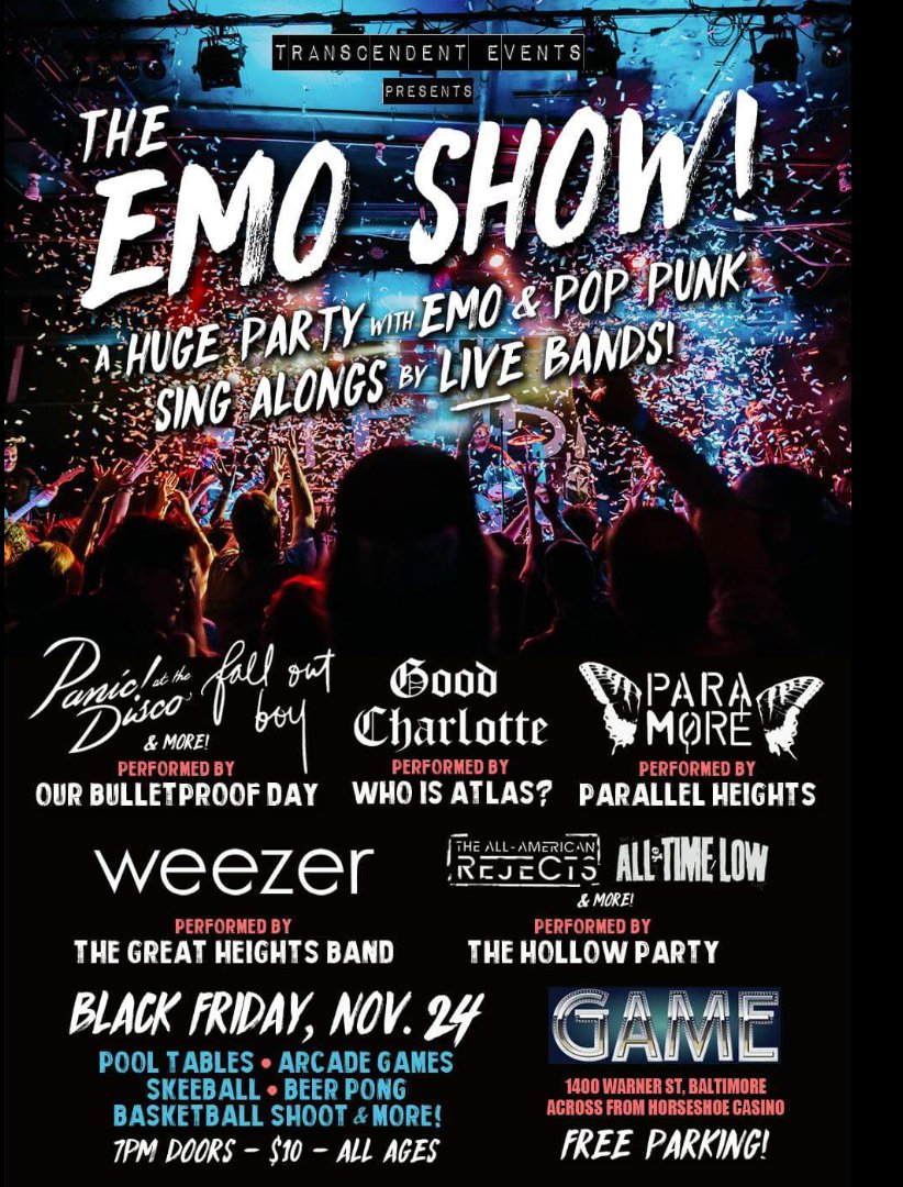 WhoIsAtlasBand's tweet photo. We have this super rad show this month where we get to be Good Charlotte songs and we're pumped. Get tickets from any of us! https://t.co/LsR5waf810