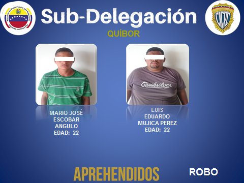 CICPC388's tweet photo. #CICPCQUIBOR Aprehende a dos sujetos por el delito de Robo en la parroquia Juan Bautista Rodríguez.- https://t.co/MfuDuOMcEb