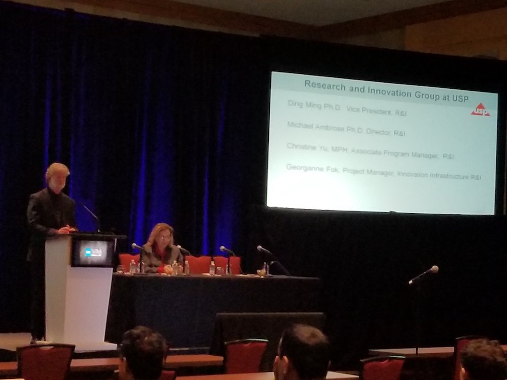 USPharmacopeia's tweet photo. USP's Michael Ambrose, Dir. for R&I provides overview of USP research and innovations strategies at #FallTech17 https://t.co/pIthnATsjz