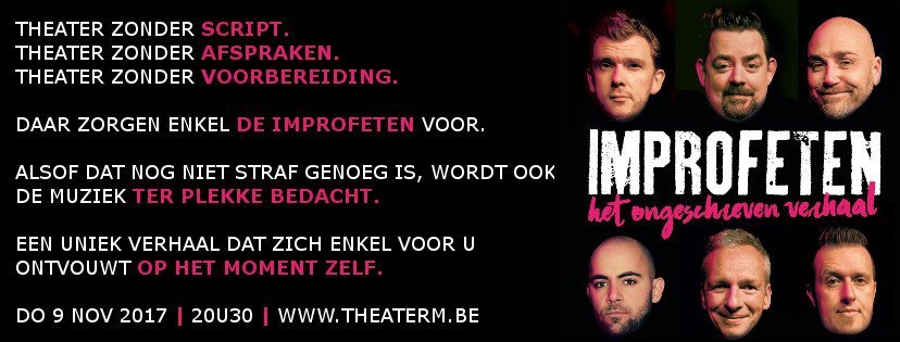 Nu donderdag om 20u30...improvisatieplezier met De Improfeten in Mechelen met oa @JeronDewulf ,<a href="/christostienlet/">Christophe Stienlet</a> ,@JanBuermans . #improvisatie #mechelen #improfeten