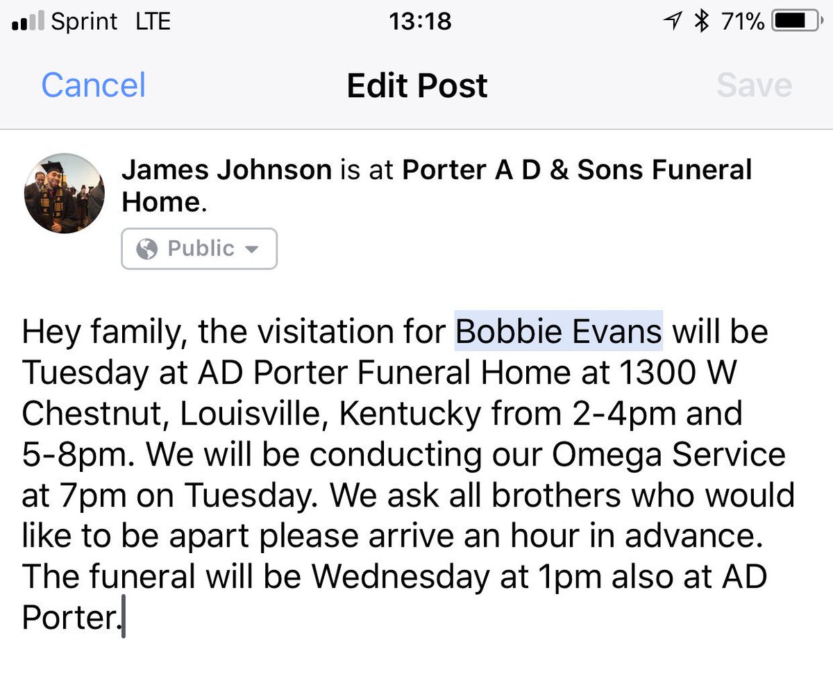 mybrothaa's tweet photo. Updated information regarding @FreshPrince1906 homegoing services. Rest up Big Bro, Love you! #LongLiveBLE 🤙🏽 https://t.co/oK3dj4doiX