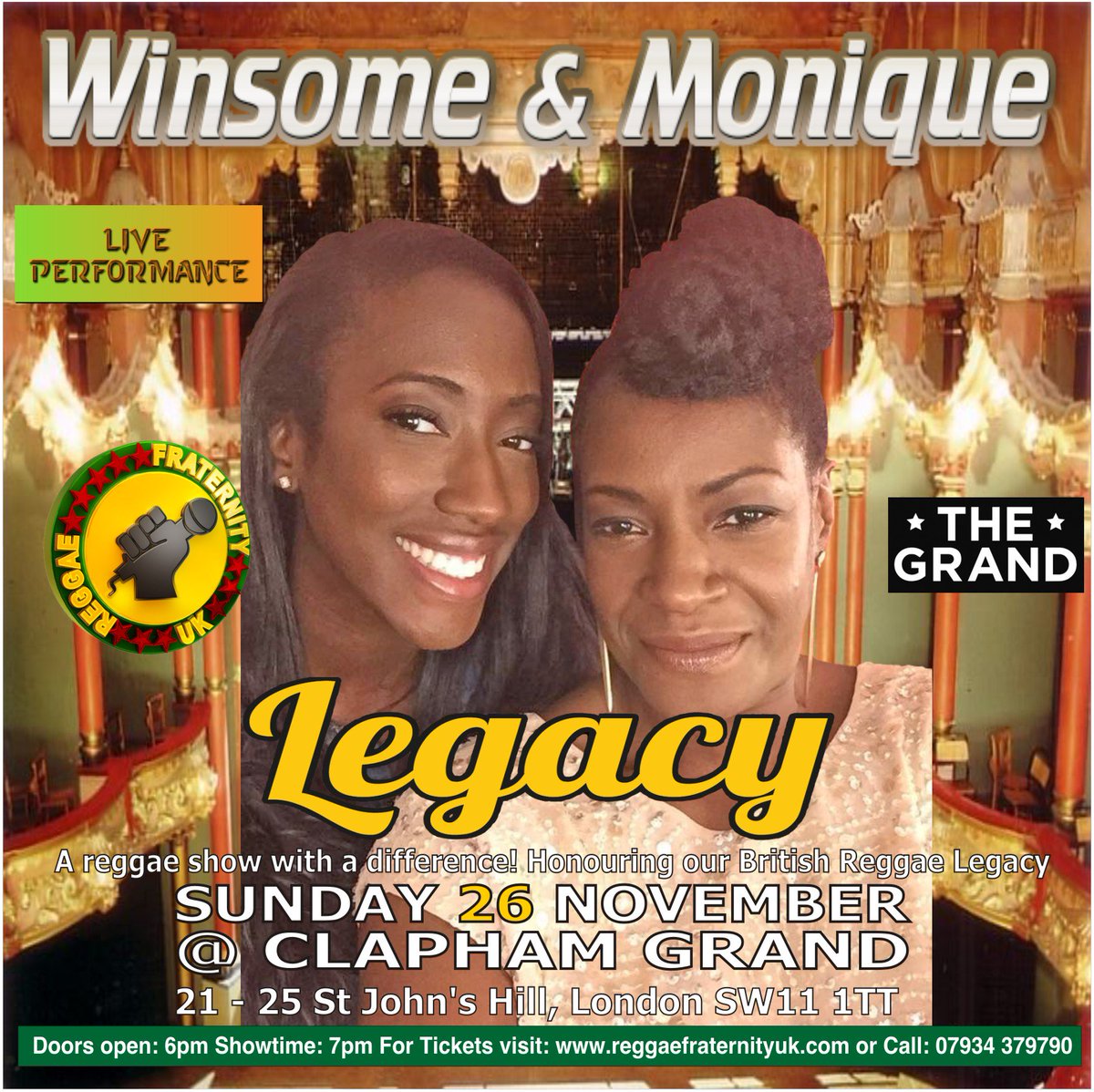 regfraternityuk's tweet photo. #Winsome &amp; daughter Monique performing at RFUK Legacy 26th November @TheGrandClapham #BritishReggaeLegacy Tickets: https://t.co/VMmrCkqArY https://t.co/O0VWuAAFZm