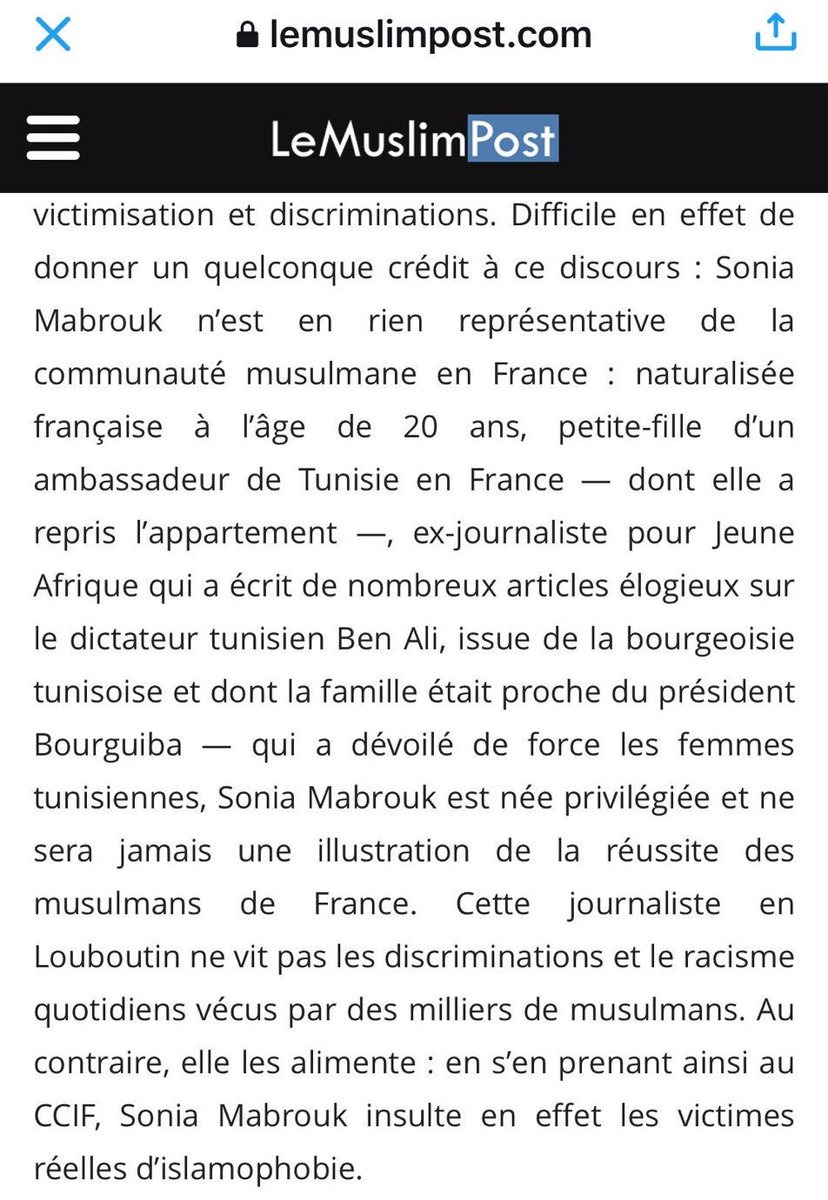 @AnonTunisian <a href="/ladecouverte_/">La Découverte</a> <a href="/GallicaBnF/">Gallica BnF</a> <a href="/Me_GuezGuez/">Sefen Guez Guez</a> Rappel utile de <a href="/jenna_belhadj/">Jenna Belhadj</a> sur la bourgeoise pro #BenAli Sonia Mabrouk égérie des islamophobes🇫🇷 en rien représentative des musulmans FR