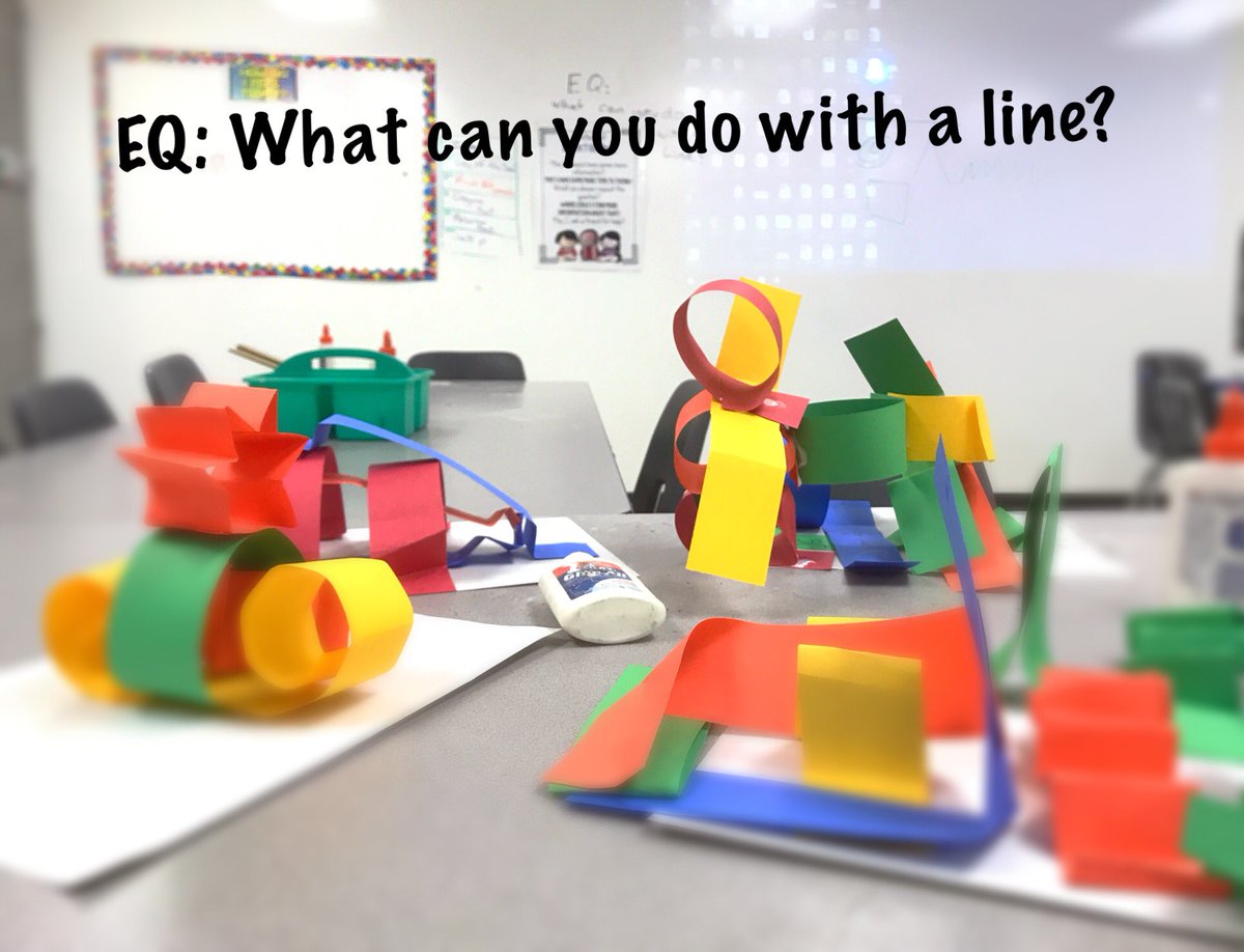ArtBearStudio's tweet photo. Kinder is answering the question  What can you do with a line? #MustMakeMon #K12ArtChat @BrinkerPTA https://t.co/hbEGlpYx4m