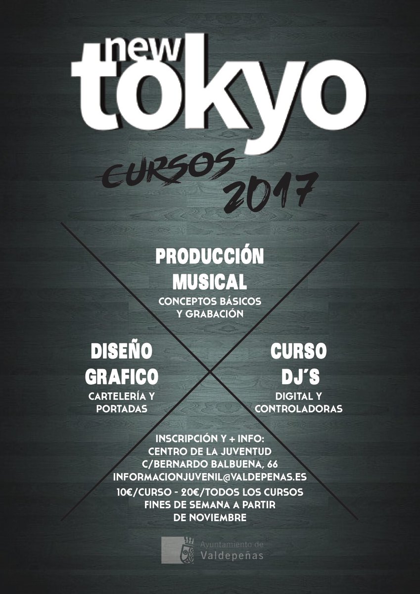 NewTokyo_es's tweet photo. Nuevos cursos en colaboración con la Concejalía de Juventud del Ayto. de Valdepeñas.
Abrimos preinscripción con plazas limitadas.

Share! https://t.co/AeF8rcVOD9