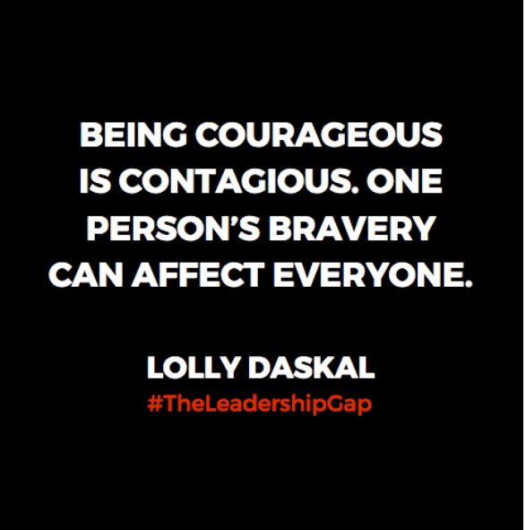 Being courageous is contagious. One person’s bravery can affect everyone. ~<a href="/LollyDaskal/">Lolly Daskal</a> amzn.to/2nfhSuL #TheLeadershipGap