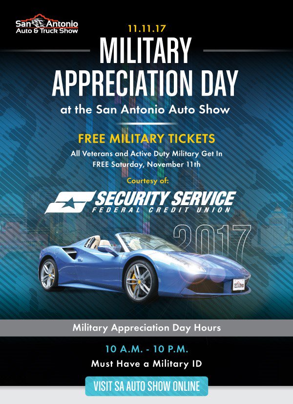LexusDominion's tweet photo. Military Appreciation Day @SAAutoShow this coming weekend! #SAAS2017 https://t.co/TxEUqfrRVV