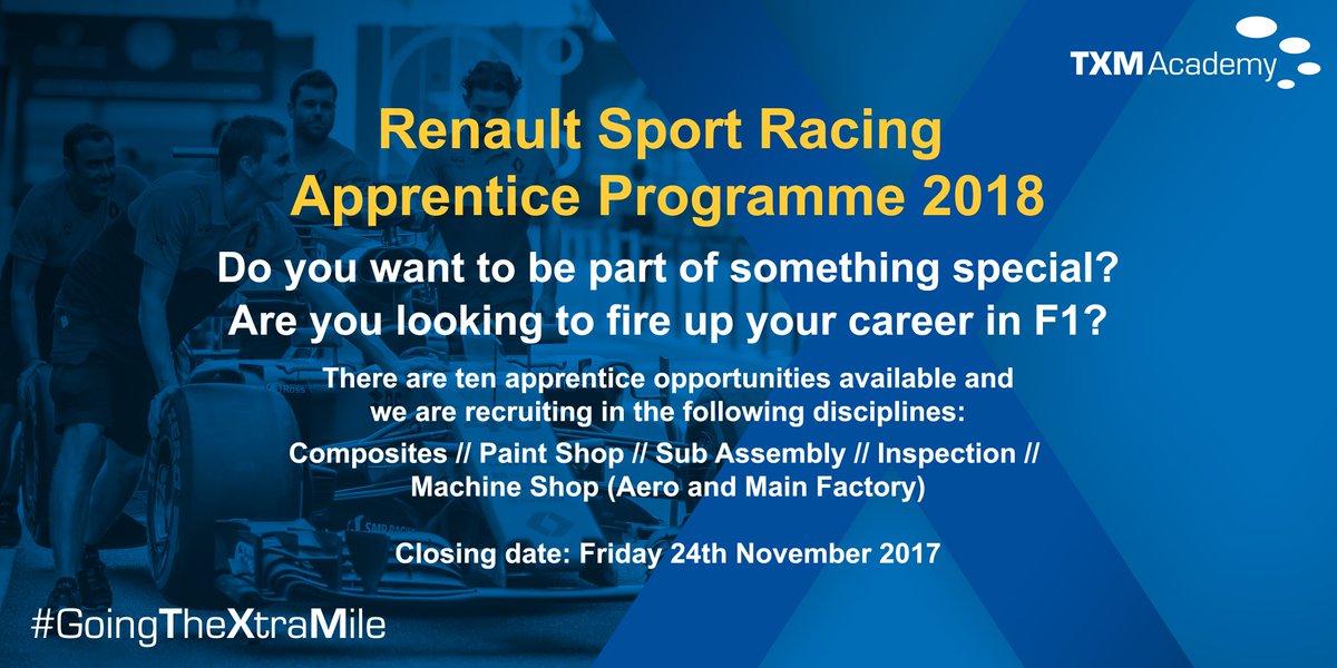 Are you looking to fire up your career in #F1?
 
Apply today >> renaultsport.com/renault-sport-… 

Call Lara Manderson 01908 228645 for more details!