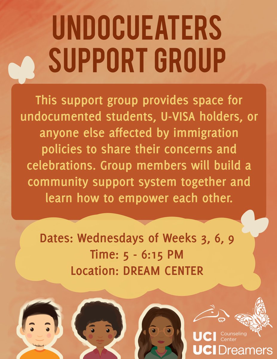 ucidreamcenter's tweet photo. We have a UndocuEater Support Group coming up on Wednesday! Please take this opportunity to discuss what's going on in your life! https://t.co/3er4nKZER5