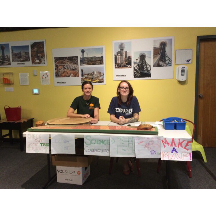 UTKGeography's tweet photo. Thanks @WhovianVeganGeo @emmcognito @MRochner86 for participating in Muse Saturday Science Connections event for #GAWeek https://t.co/9JDak5NPZX