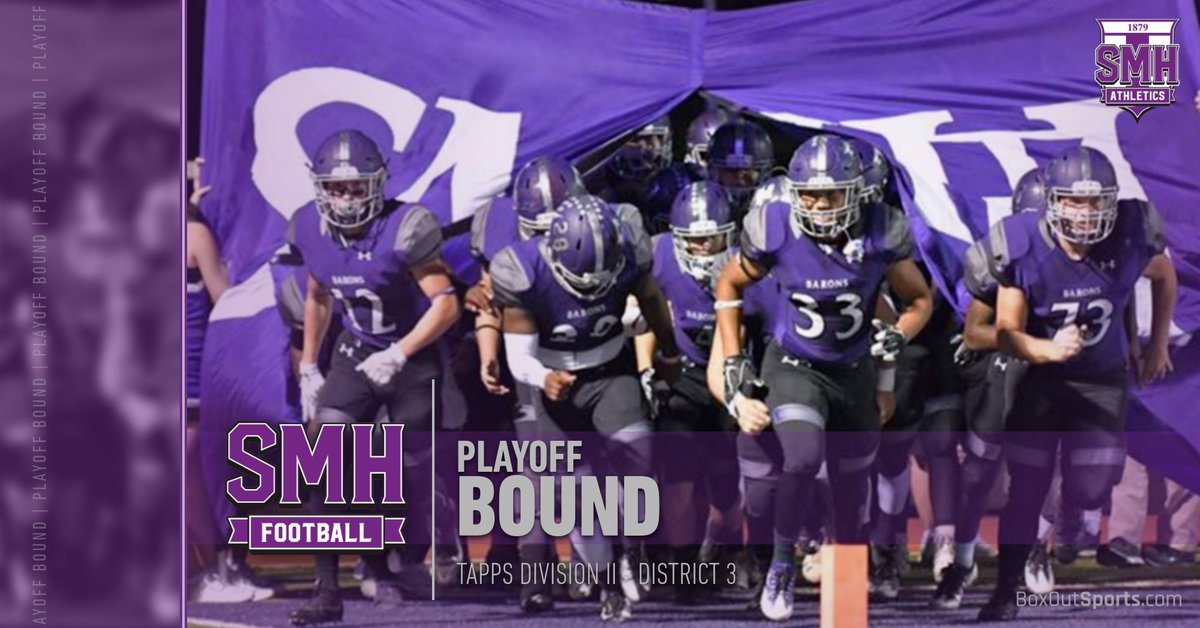 SMH_Barons's tweet image. Congrats to @SMH_Barons 🏈on clinching it's first ever appearance in the @TAPPSbiz Division II State Playoffs! 
#BaronPride #AlliN