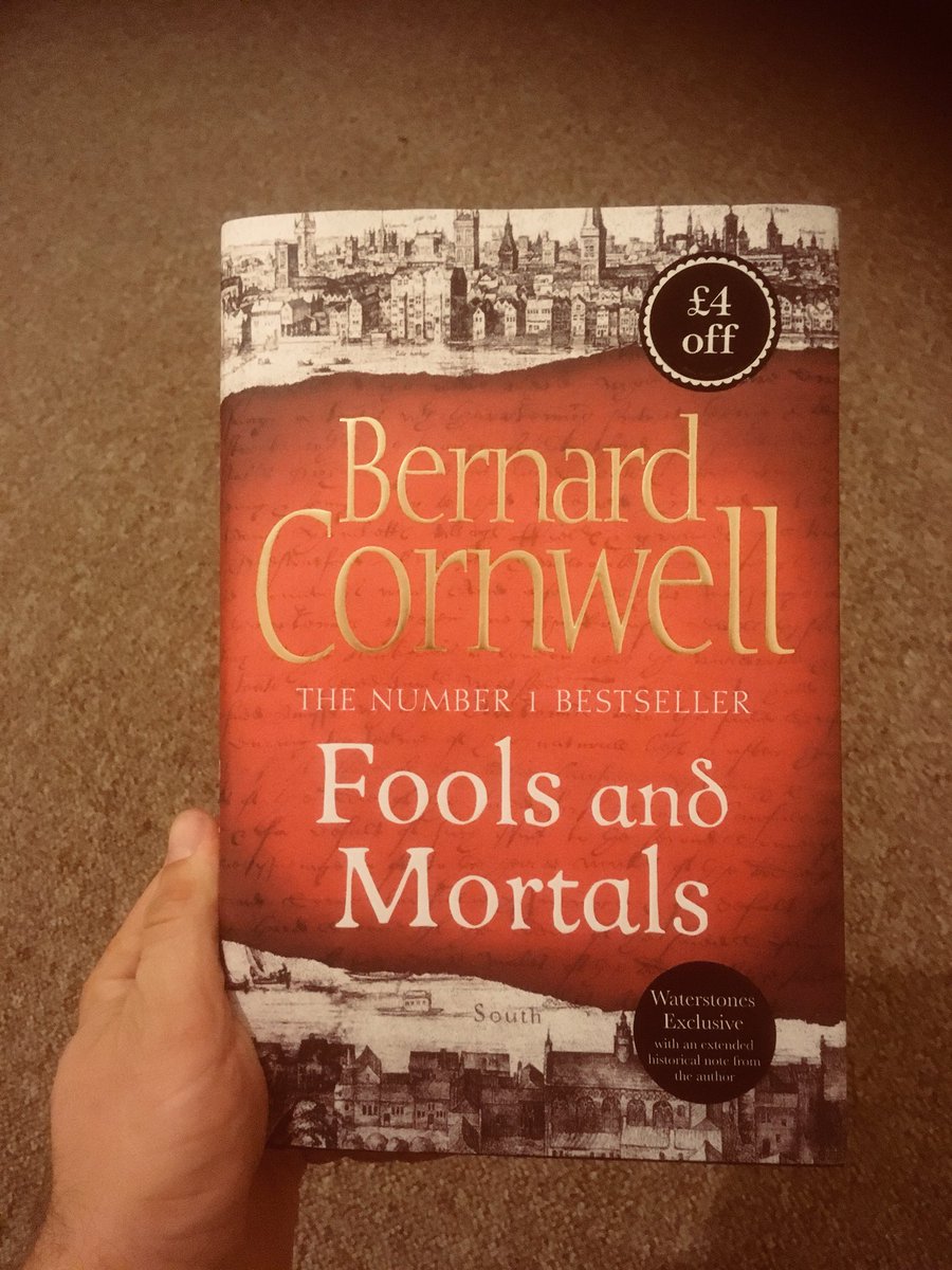 History_bubdock's tweet photo. 2 days off work 🤔 #reading #bernardcornwell #tudor #foolsandmortals and with the saved £4 a cheap bottle of wine, thanks #waterstones https://t.co/RBfEzXW5jB