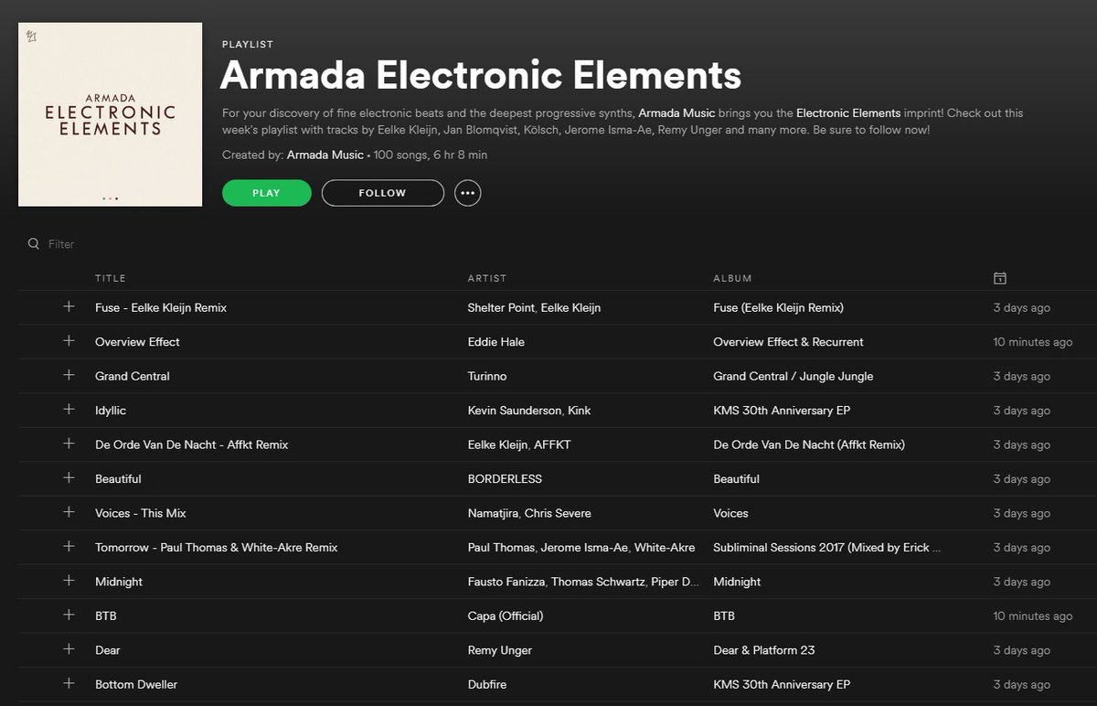 Armada's tweet photo. Your electronic boost to kick off the week. ⚡️ Follow our #ElectronicElements Spotify playlist with @Dubfire & more: https://t.co/NVU5DXRqdy https://t.co/Ef9gRM0mQf