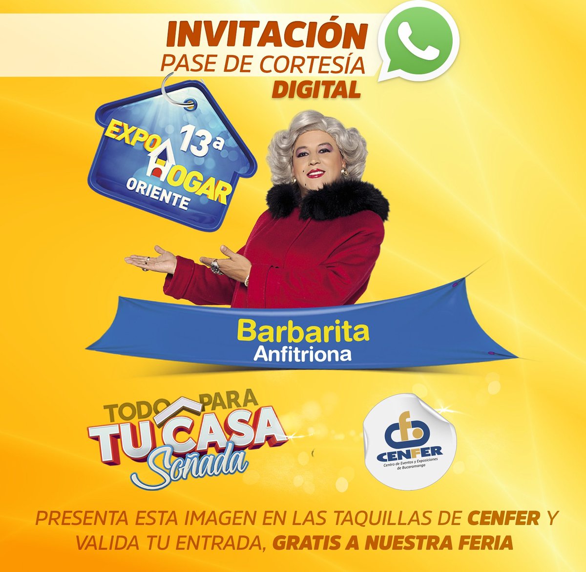 CenferSA's tweet photo. Cortesia digital para el ingreso a #Expohogar2017. Presenta esta imagen en tu celular en taquillas de #CenferSA https://t.co/Ci8Y83szLV