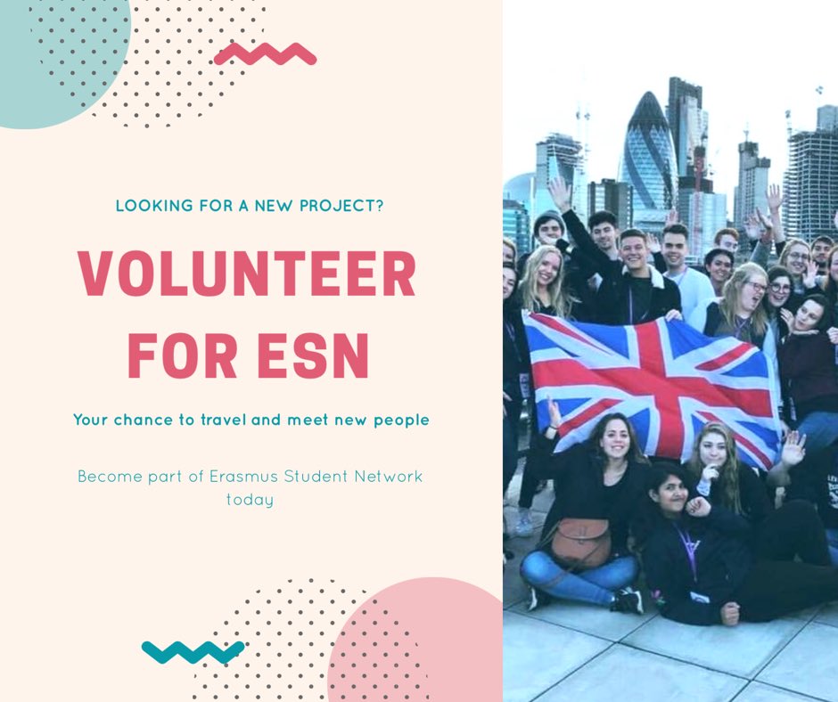 Have you heard? We’re looking for volunteers!! Send us an email: esn.soc@su.westminster.ac.uk and tell us a bit about yourself 🤗 #THISisESN