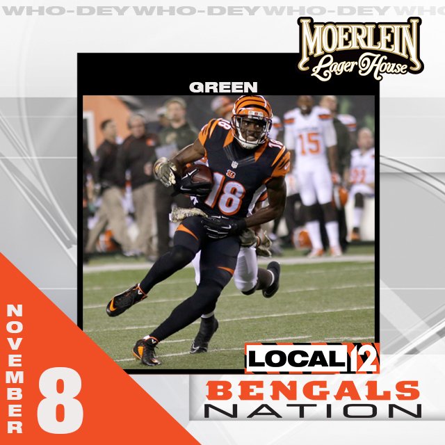 Big week for Bengals Nation as we welcome <a href="/ajgreen_18/">.</a> to the show.  See you Wednesday at 6 p.m. at <a href="/MoerleinLH/">Moerlein Lager House</a>