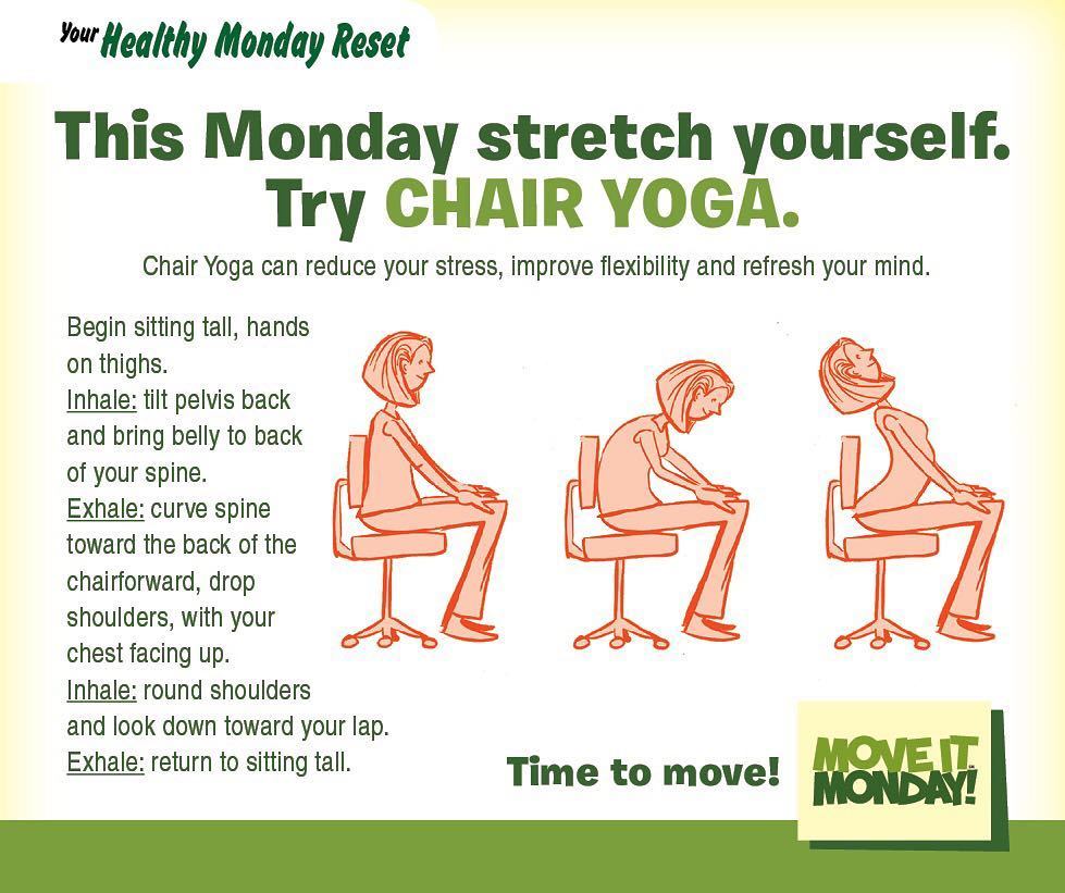 RedClayCafe's tweet photo. Hey @RedClaySchools! Take a break and try some chair yoga this Monday! @RedClayCafe #FitnessChallenge #BeRedClayFit #MoveItMonday https://t.co/4gxqRoAa25