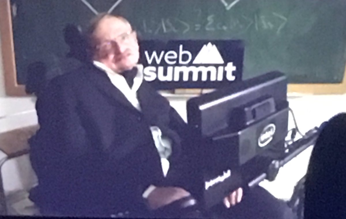 LGomezcala's tweet photo. #StephenHawking is at #websummit we feel u closer than ever. Thanks for being here #lisbon #easywave #greatpeople #makeiteasy https://t.co/xSGxxfmiZi