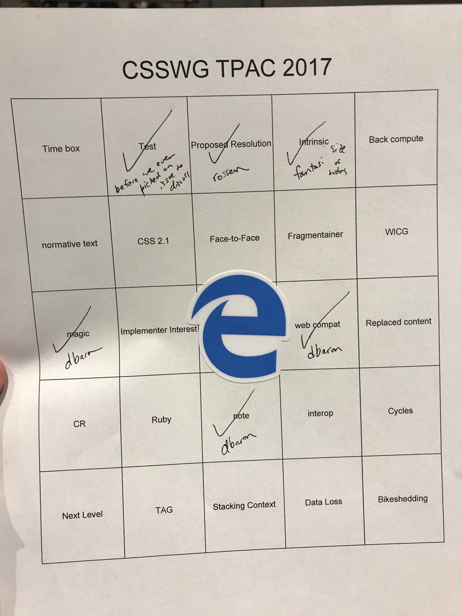 jensimmons's tweet image. Playing bingo at #CSSWG meeting in San Fran.